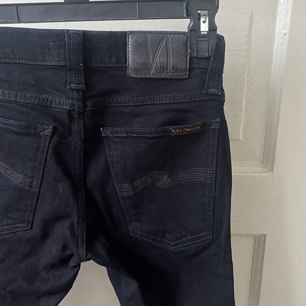 Tight Long John Nudie Jeans in Black Black Sz 26